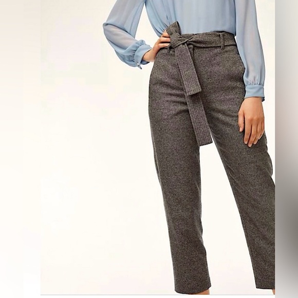 Wilfred Aritzia Jallade Pant Grey Tweed Belted Trouser Wool 10 - Picture 1 of 11
